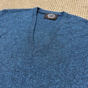 Vintage Jantzen Men's V Neck Speckled Blue Sweater XL Made in USA Oversize